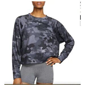 Nike Dri-Fit womens size XL Camo Print Long Sleeve Sweatshirt crop shirt gray